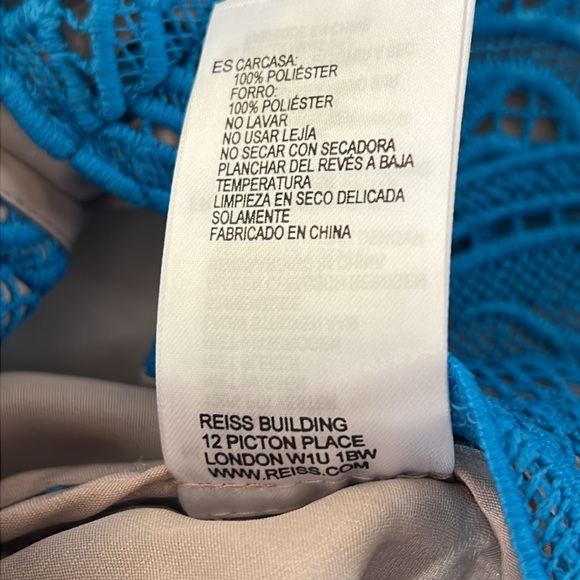 REISS Blue Zola Lace Fitted Dress, size 10 - Picture 13 of 16